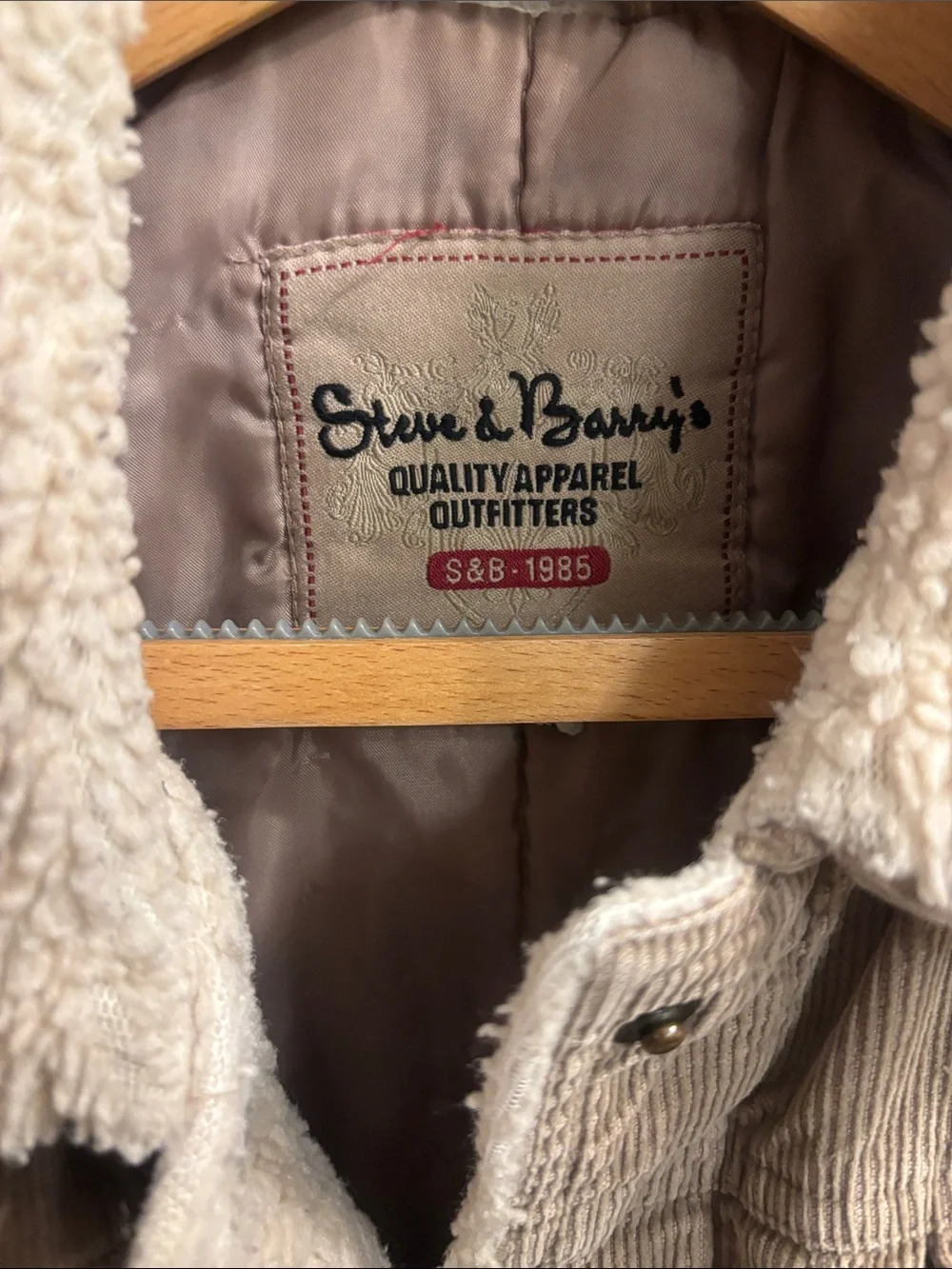 Steve & Barry's Tan Corduroy Jacket with Cream Sherpa Collar